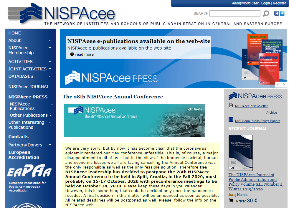 NISPAcee Conference 2020 postponed