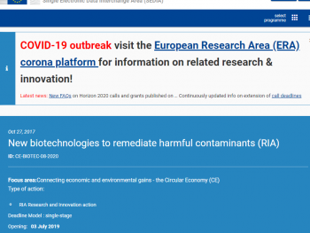 Colaborare cu China în cadrul H2020, apel ”CE-BIOTEC-08-2020” – nou termen: 19 iunie 2020