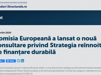 Comisia Europeană a lansat o nouă consultare privind Strategia reînnoită de finanțare durabilă