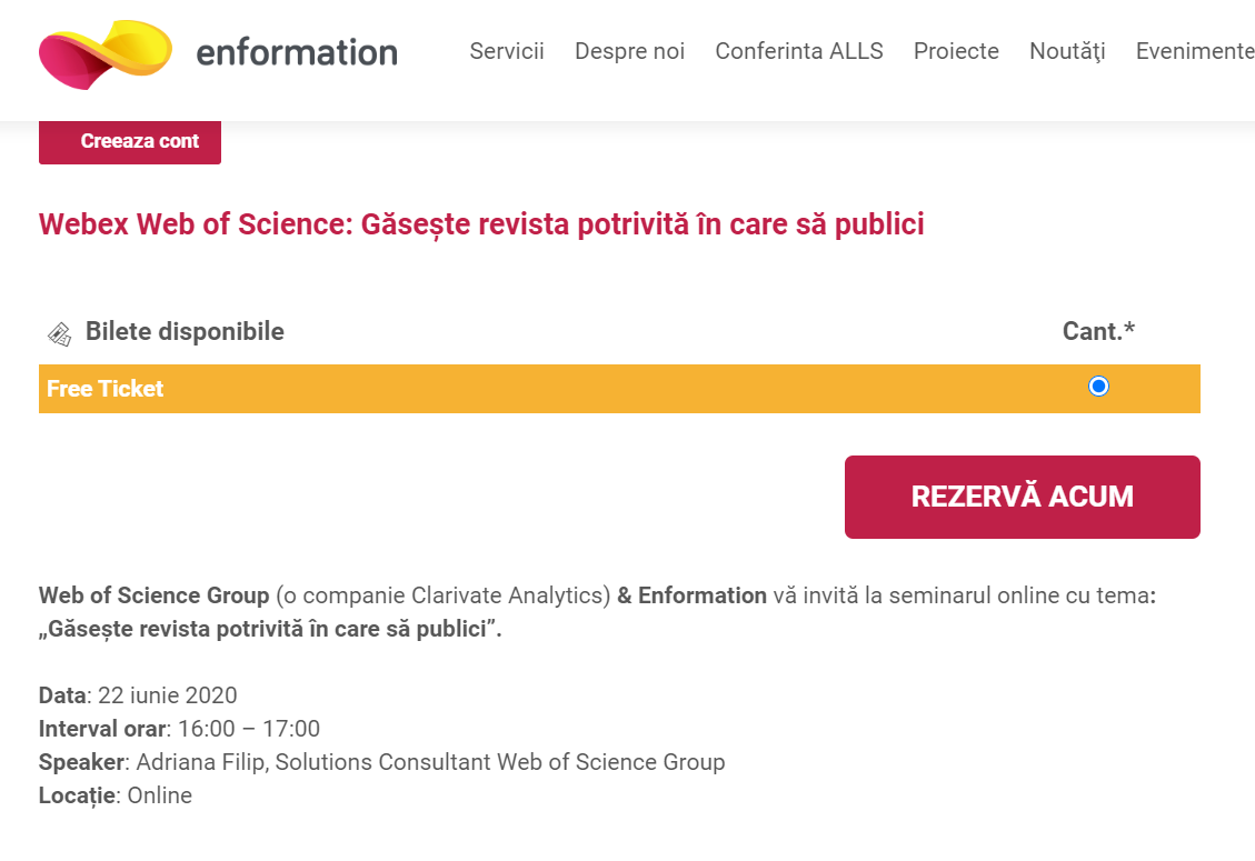 Webex Web of Science: Găsește revista potrivită în care să publici